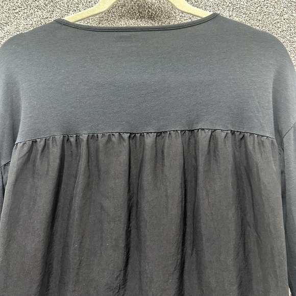 Garnet Hill Blouse Top Women XS Black Long Sleeve Silk Back Scoop Neck - Picture 9 of 12